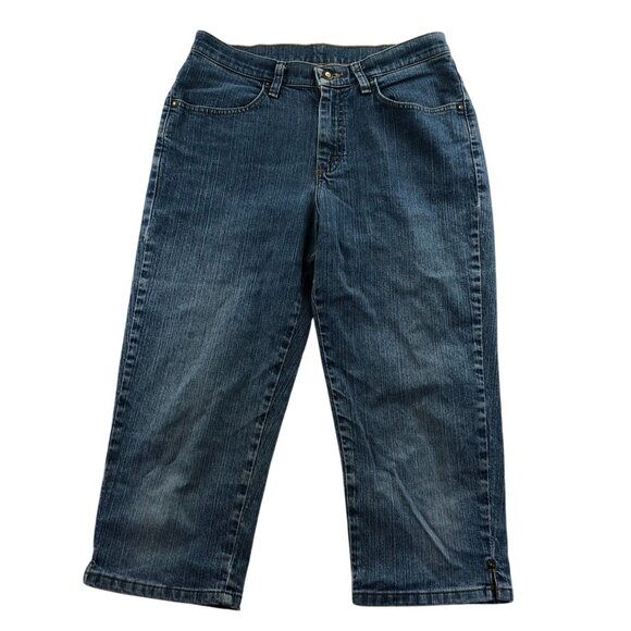 Lee Riders Womens Capri Jeans Size 8M Blue Denim Cropped Relaxed Fit Casual - Picture 1 of 14